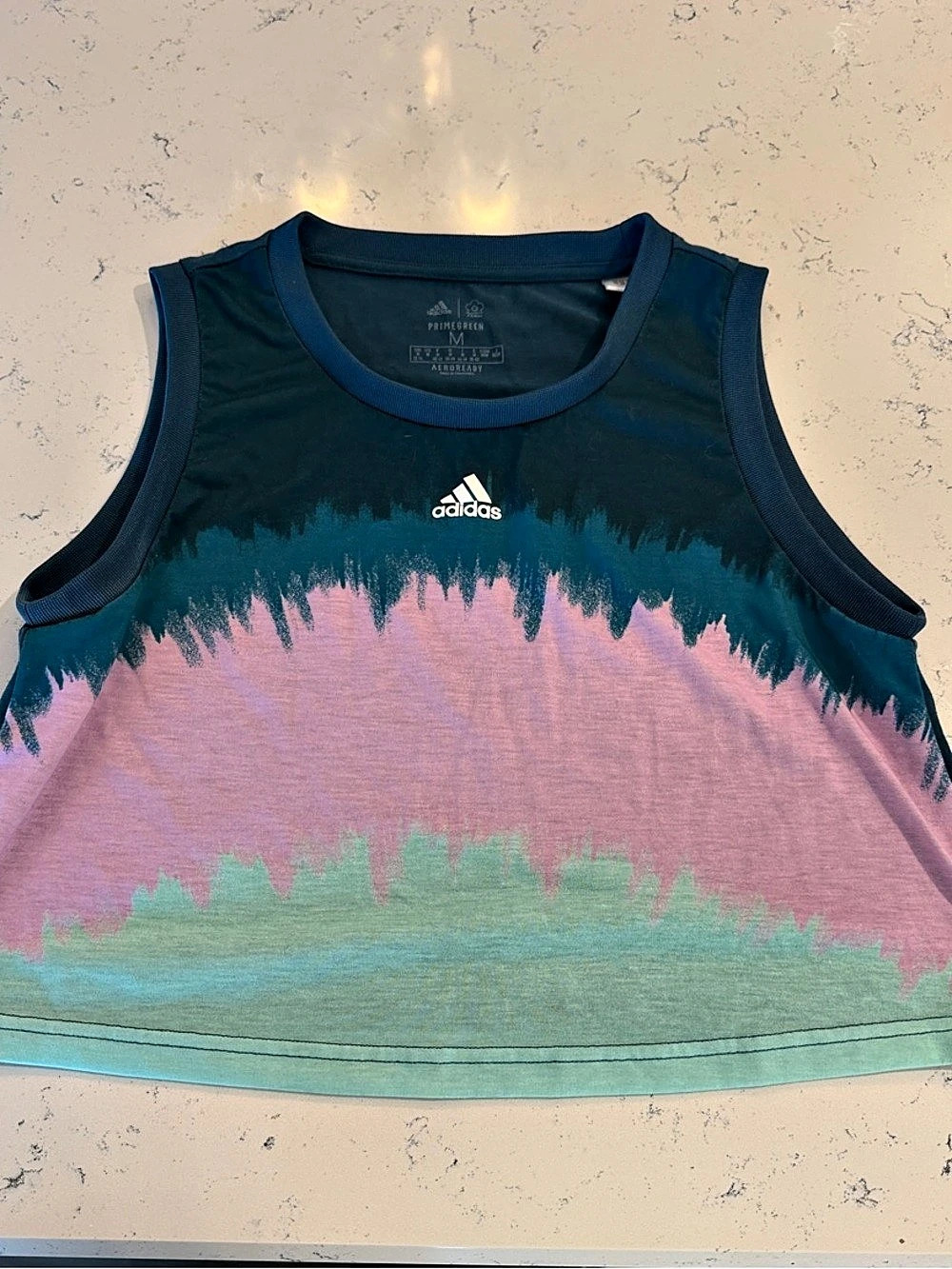 adidas x FARM Rio Crop Tank Top Abstract Pink & Blue Medium